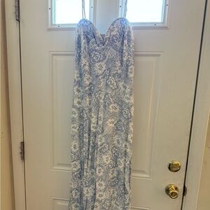 Sage Blue and Cream Floral Dress